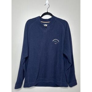 Tommy‎ Bahama Relax Fleece V-Neck  Medium Blue Deep Pile Elastic Bottom Vintage